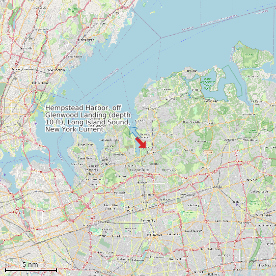 Map of Hempstead Harbor, off Glenwood Landing (depth 10 ft), Long Island Sound, New York Current Prediction Station