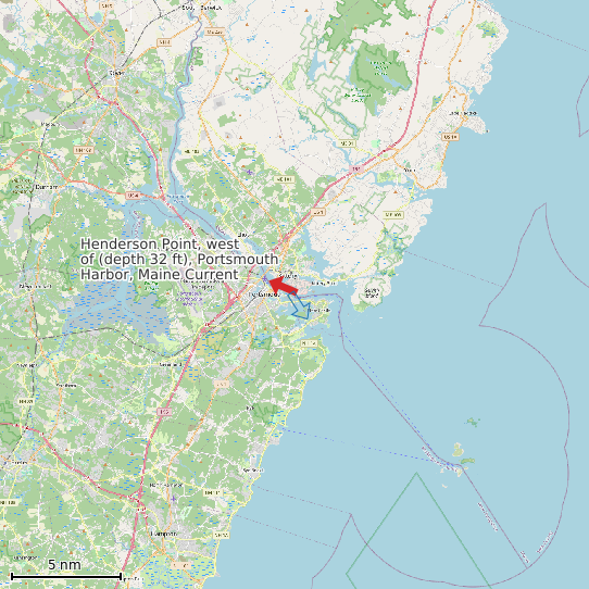 Map of Henderson Point, west of (depth 32 ft), Portsmouth Harbor, Maine Current Prediction Station