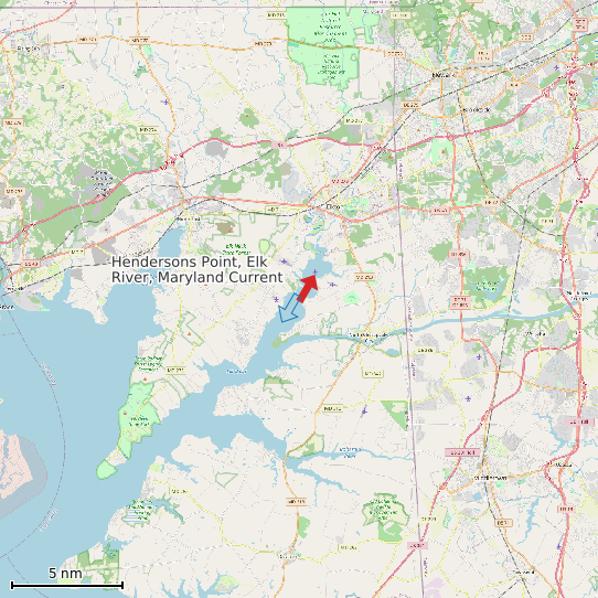 Map of Hendersons Point, Elk River, Maryland Current Prediction Station