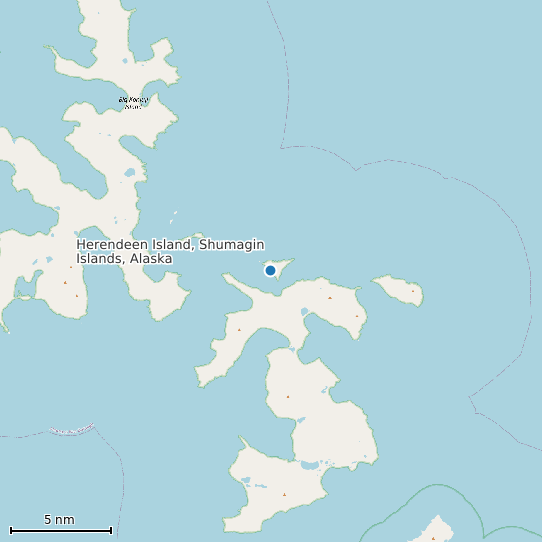 Map of Herendeen Island, Shumagin Islands, Alaska Tide Prediction Station