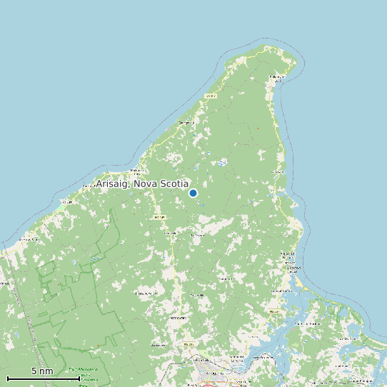 Map of Arisaig, Nova Scotia Tide Prediction Station