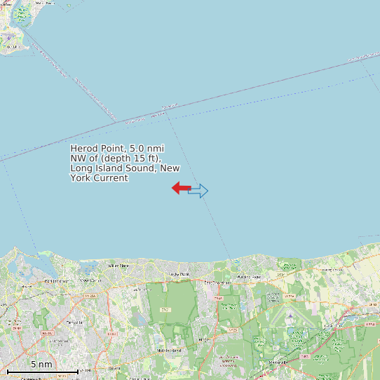Map of Herod Point, 5.0 nmi NW of (depth 15 ft), Long Island Sound, New York Current Prediction Station
