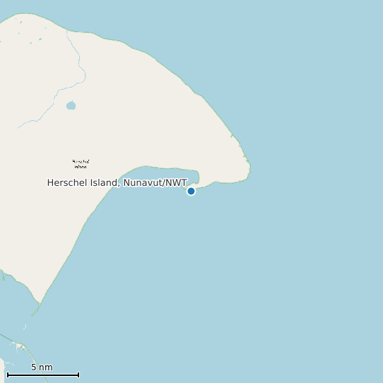 Map of Herschel Island, Nunavut/NWT Tide Prediction Station