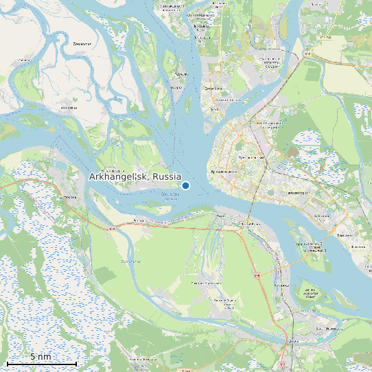 Map of Arkhangel'sk, Russia Tide Prediction Station