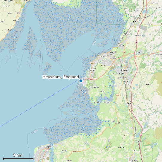 Map of Heysham, England Tide Prediction Station