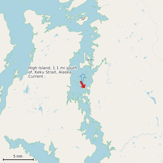 Map of High Island, 1.1 mi south of, Keku Strait, Alaska Current Prediction Station
