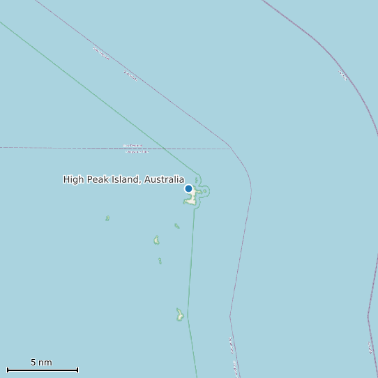 Map of High Peak Island, Australia Tide Prediction Station