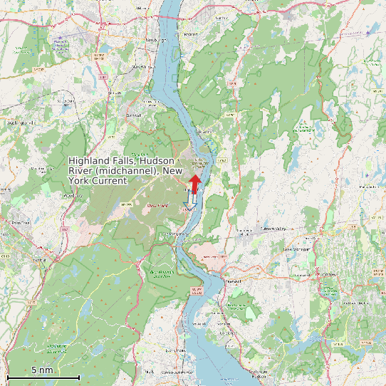 Map of Highland Falls, Hudson River (midchannel), New York Current Prediction Station