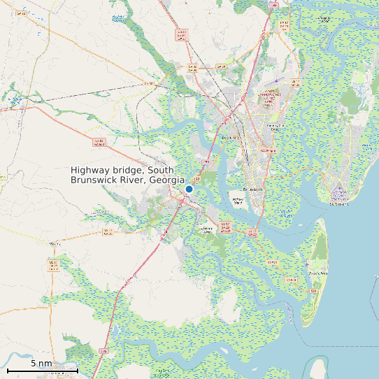 Map of Highway bridge, South Brunswick River, Georgia Tide Prediction Station
