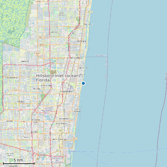 Map of Hillsboro Inlet (ocean), Florida Tide Prediction Station