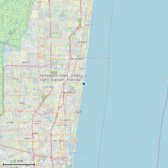 Map of Hillsboro Inlet, USCG light station, Florida Tide Prediction Station