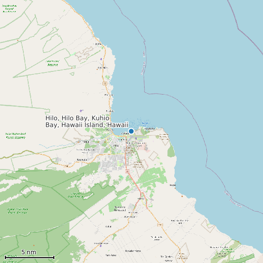 Map of Hilo, Hilo Bay, Kuhio Bay, Hawaii Island, Hawaii Tide Prediction Station