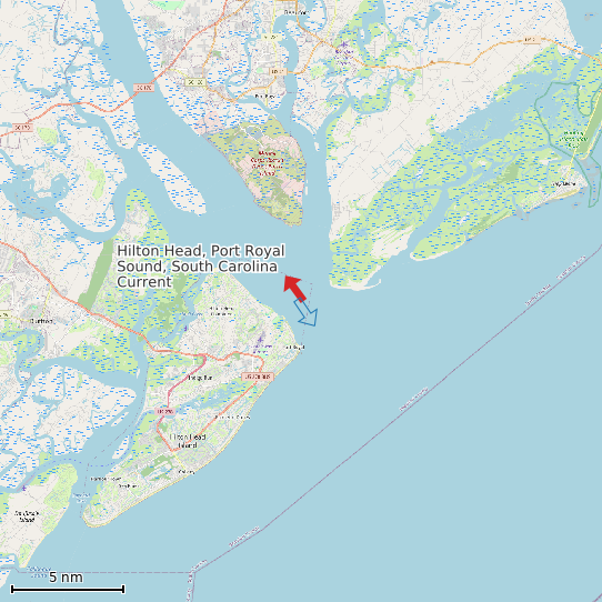 Map of Hilton Head, Port Royal Sound, South Carolina Current Prediction Station