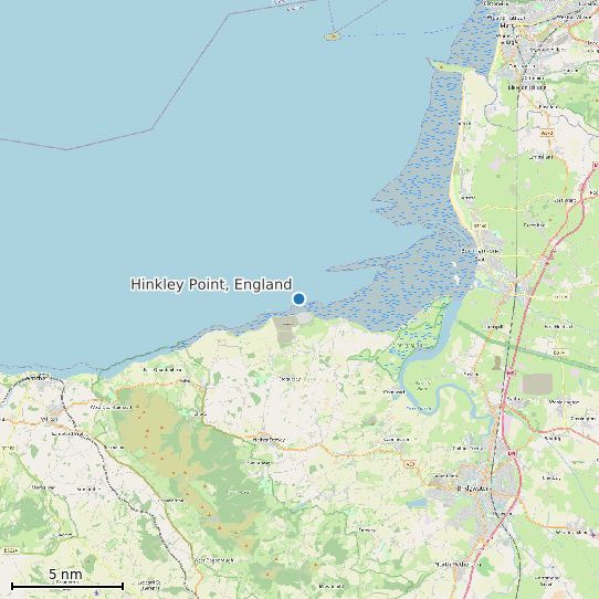 Map of Hinkley Point, England Tide Prediction Station
