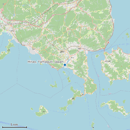 Map of Hirao, Yamaguti, Japan Tide Prediction Station