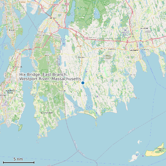 Map of Hix Bridge, East Branch, Westport River, Massachusetts Tide Prediction Station