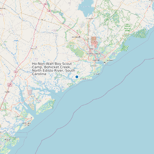 Map of Ho-Non-Wah Boy Scout Camp, Bohicket Creek, North Edisto River, South Carolina Tide Prediction Station