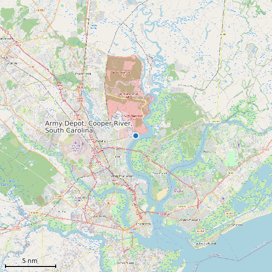 Map of Army Depot, Cooper River, South Carolina Tide Prediction Station