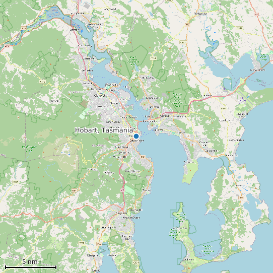 Map of Hobart, Tasmania Tide Prediction Station