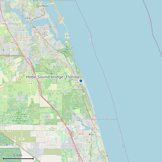 Map of Hobe Sound bridge, Florida Tide Prediction Station