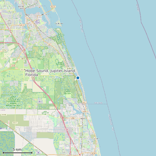 Map of Hobe Sound, Jupiter Island, Florida Tide Prediction Station