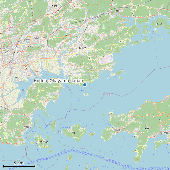 Map of Hoden, Okayama, Japan Tide Prediction Station
