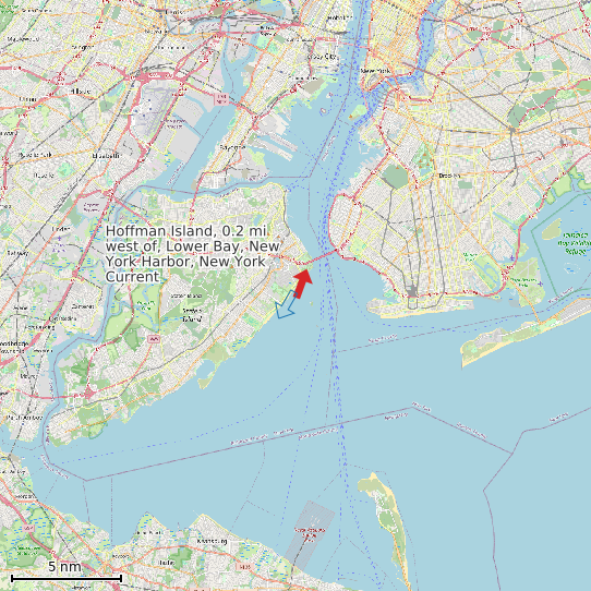 Map of Hoffman Island, 0.2 mi west of, Lower Bay, New York Harbor, New York Current Prediction Station