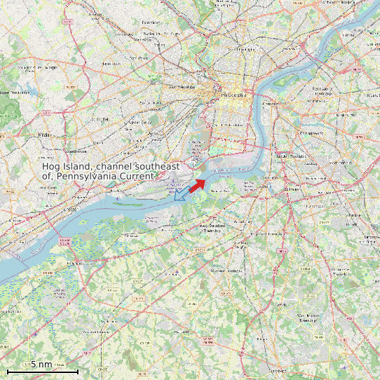 Map of Hog Island, channel southeast of, Pennsylvania Current Prediction Station