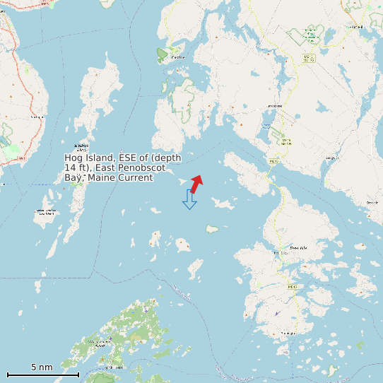 Map of Hog Island, ESE of (depth 14 ft), East Penobscot Bay, Maine Current Prediction Station