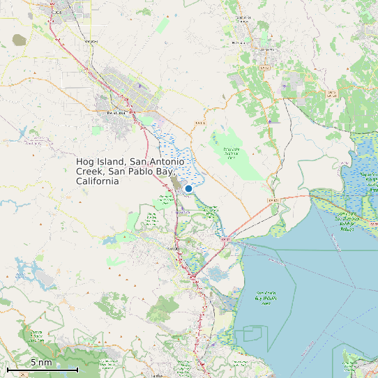 Map of Hog Island, San Antonio Creek, San Pablo Bay, California Tide Prediction Station
