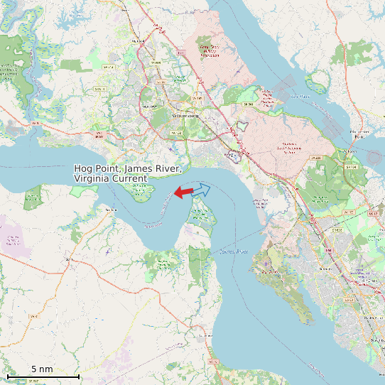 Map of Hog Point, James River, Virginia Current Prediction Station
