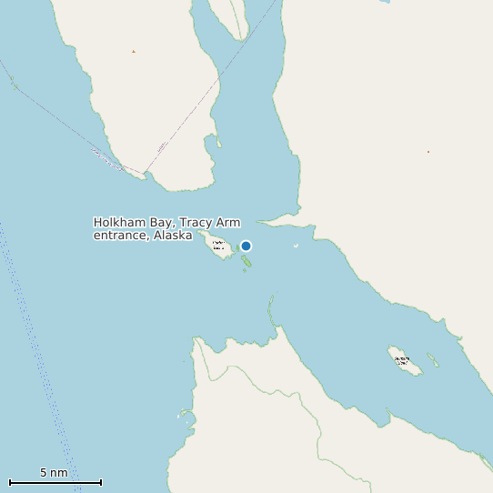 Map of Holkham Bay, Tracy Arm entrance, Alaska Tide Prediction Station