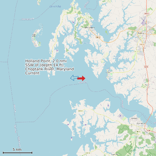 Map of Holland Point, 2.0 nmi SSW of (depth 14 ft), Choptank River, Maryland Current Prediction Station