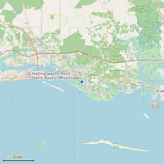 Map of Hollingsworth Point, Davis Bayou, Mississippi Tide Prediction Station
