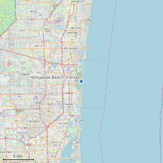 Map of Hollywood Beach, Florida Tide Prediction Station