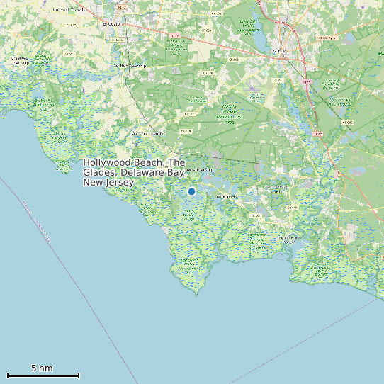Map of Hollywood Beach, The Glades, Delaware Bay, New Jersey Tide Prediction Station