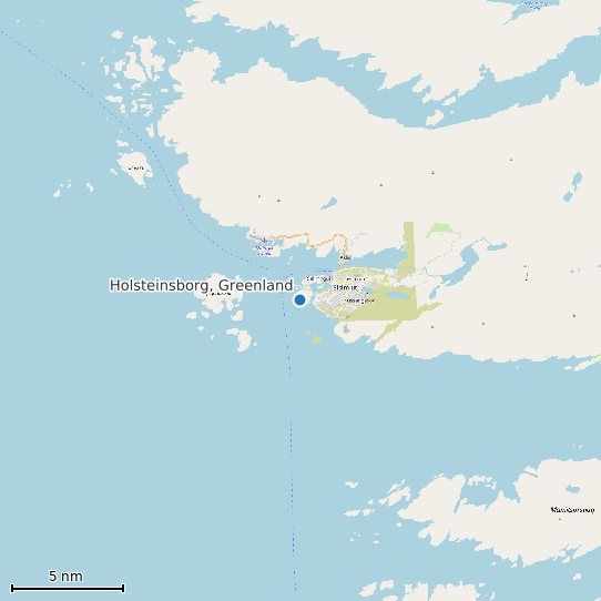 Map of Holsteinsborg, Greenland Tide Prediction Station