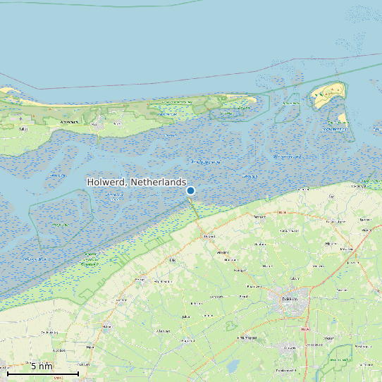 Map of Holwerd, Netherlands Tide Prediction Station