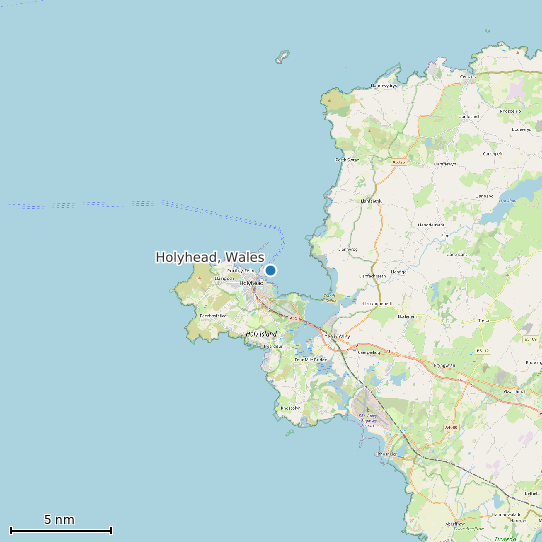 Map of Holyhead, Wales Tide Prediction Station