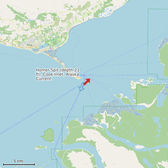 Map of Homer Spit (depth 21 ft), Cook Inlet, Alaska Current Prediction Station