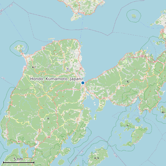 Map of Hondo, Kumamoto, Japan Tide Prediction Station