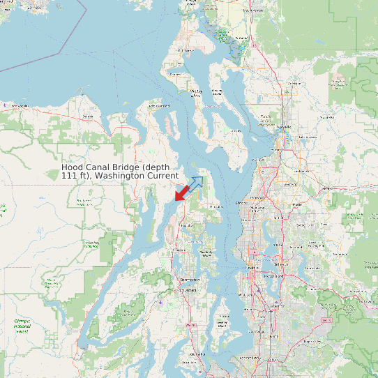 Map of Hood Canal Bridge (depth 111 ft), Washington Current Prediction Station