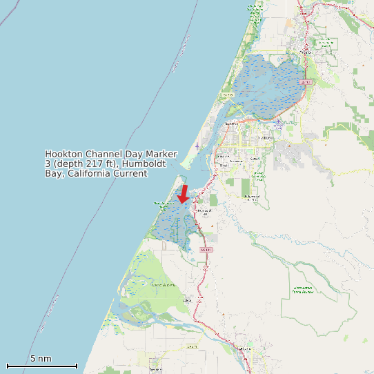 Map of Hookton Channel Day Marker 3 (depth 217 ft), Humboldt Bay, California Current Prediction Station