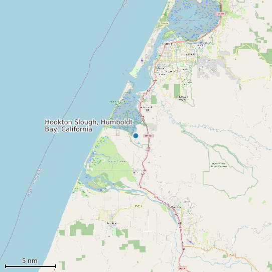 Map of Hookton Slough, Humboldt Bay, California Tide Prediction Station