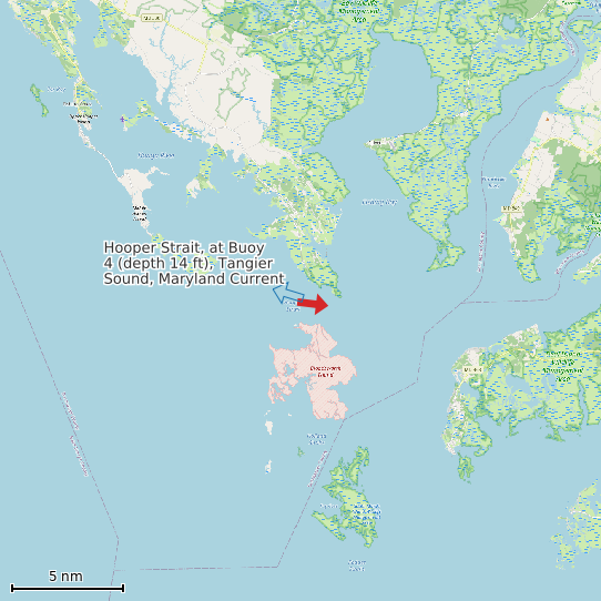 Map of Hooper Strait, at Buoy 4 (depth 14 ft), Tangier Sound, Maryland Current Prediction Station