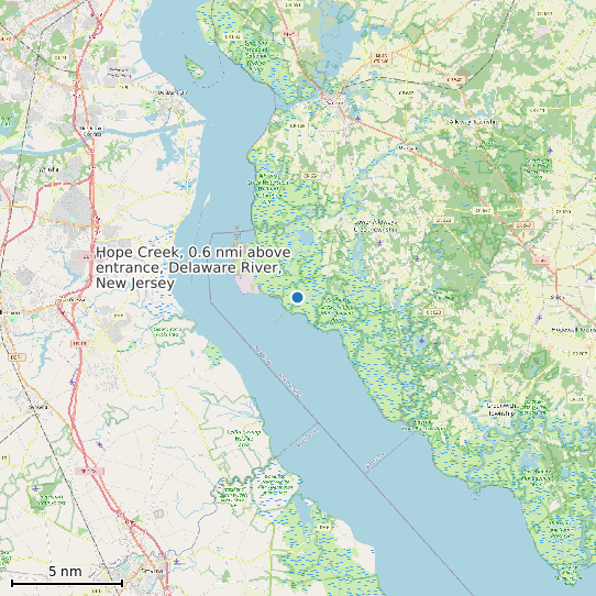 Map of Hope Creek, 0.6 nmi above entrance, Delaware River, New Jersey Tide Prediction Station