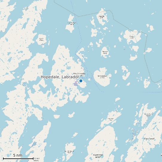 Map of Hopedale, Labrador Tide Prediction Station