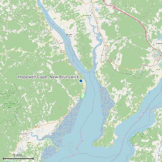 Map of Hopewell Cape, New Brunswick Tide Prediction Station
