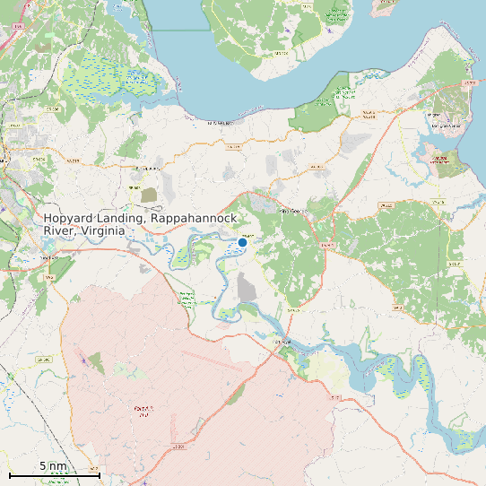 Map of Hopyard Landing, Rappahannock River, Virginia Tide Prediction Station