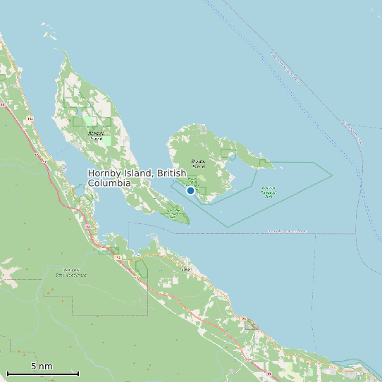 Map of Hornby Island, British Columbia Tide Prediction Station